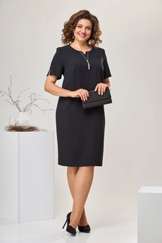Костюм с платьем 3-2332 черный + серый Romanovich style