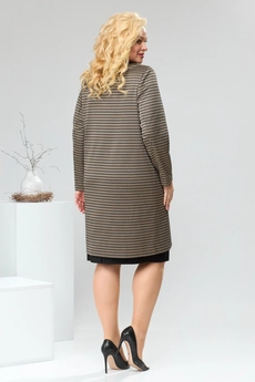 Костюм с платьем 3-2332 чёрный + коричневый Romanovich style