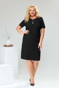 Костюм с платьем 3-2332 чёрный + коричневый Romanovich style