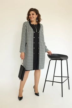 Костюм с платьем 3-2332 черный-хаки Romanovich style