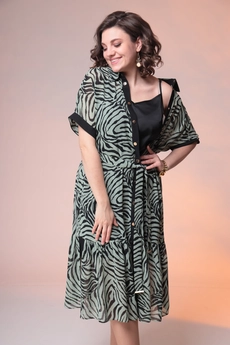 Костюм с платьем 3-2359 олива + черный Romanovich style