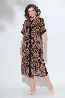 Костюм с платьем 3-2359 кэмел + черный Romanovich style