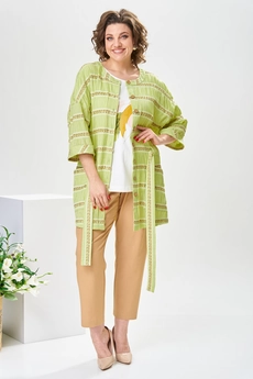 Костюм брючный 3-2377 салатовый + бежевый Romanovich style