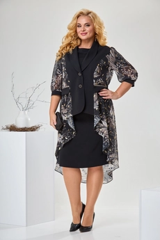 Костюм с платьем 3-2428 чёрный Romanovich style