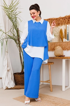 Костюм брючный 3-2510 голубой Romanovich style