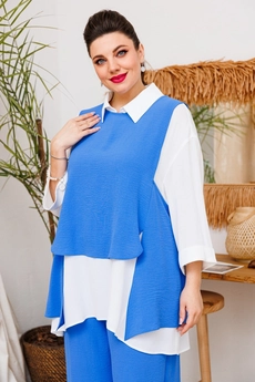 Костюм брючный 3-2510 голубой Romanovich style