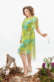 Костюм с платьем 3-2514 ярко-зелёный Romanovich style