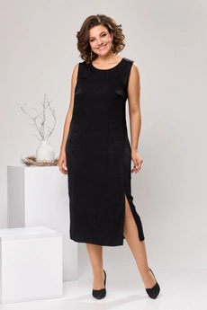 Костюм с платьем 3-2550 чёрный + зелёный Romanovich style