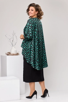 Костюм с платьем 3-2550 чёрный + зелёный Romanovich style