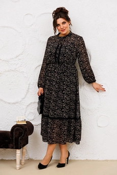 Костюм с платьем 3-2555 чёрный Romanovich style