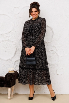 Костюм с платьем 3-2555 чёрный Romanovich style