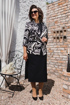 Костюм с платьем 3-2559 чёрный Romanovich style