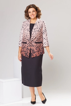 Костюм с платьем 3-2559 чёрный + горох Romanovich style