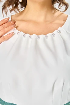 Костюм с платьем 3-2697 белый + зелень Romanovich style