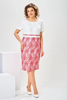 Костюм с платьем 3-2697 коралловый Romanovich style