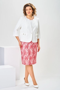 Костюм с платьем 3-2697 коралловый Romanovich style