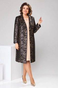 Костюм с платьем 3-2752 чёрный + золото Romanovich style