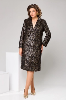 Костюм с платьем 3-2752 чёрный + золото Romanovich style