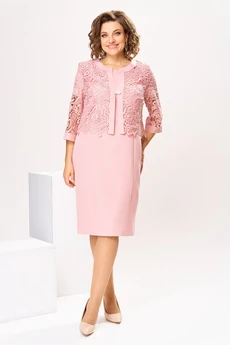 Костюм с платьем 3-2763 розовый Romanovich style