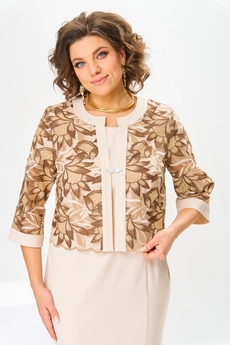 Костюм с платьем 3-2763 бежевый Romanovich style