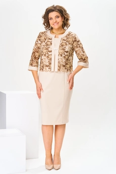 Костюм с платьем 3-2763 бежевый Romanovich style