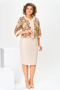 Костюм с платьем 3-2763 бежевый Romanovich style