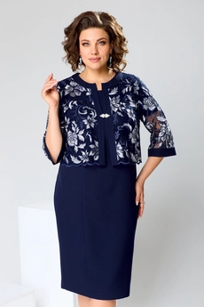 Костюм с платьем 3-2763 синий Romanovich style