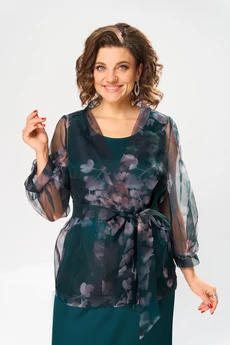 Костюм с платьем 3-2789 изумруд Romanovich style