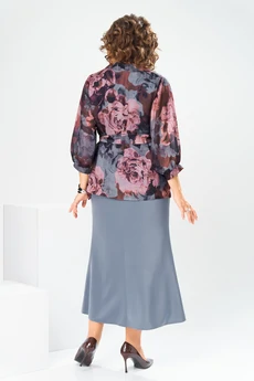 Костюм с платьем 3-2789 серый Romanovich style