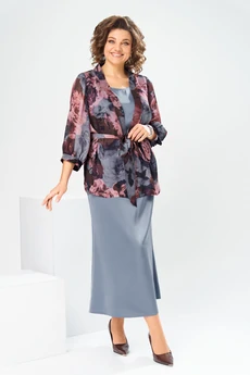 Костюм с платьем 3-2789 серый Romanovich style