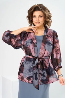 Костюм с платьем 3-2789 серый Romanovich style