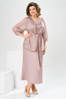 Костюм с платьем 3-2789 пыльно-розовый Romanovich style