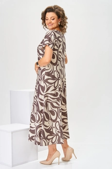 Костюм с платьем 3-2800 беж + коричневый Romanovich style