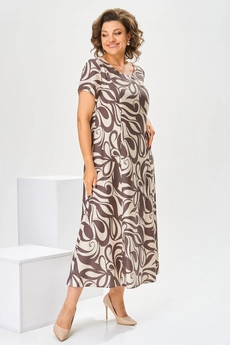 Костюм с платьем 3-2800 беж + коричневый Romanovich style
