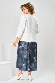 Костюм с платьем 3-2800Д белый графит Romanovich style