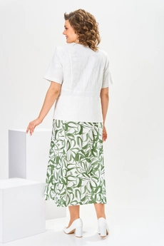 Костюм с платьем 3-2800 зелёный + белый Romanovich style