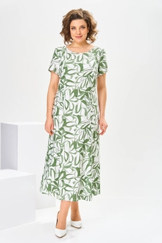 Костюм с платьем 3-2800 зелёный + белый Romanovich style