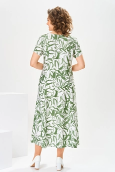 Костюм с платьем 3-2800 зелёный + белый Romanovich style