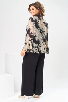 Костюм брючный 3-2869 черный + беж Romanovich style