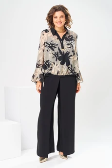 Костюм брючный 3-2869 черный + беж Romanovich style