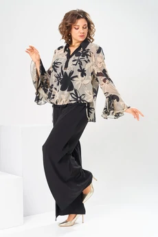 Костюм брючный 3-2869 черный + беж Romanovich style