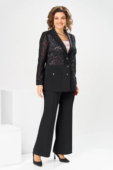 Костюм брючный 3-2886 чёрный Romanovich style
