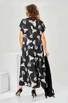 Костюм с платьем 3-2997 чёрный + цветы Romanovich style