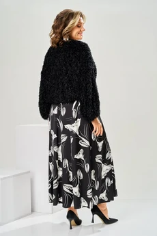 Костюм с платьем 3-2997 чёрный + цветы Romanovich style