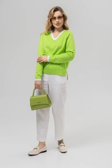 Джемпер РВ0157-ХЛ2 салатовый + белый Romgil