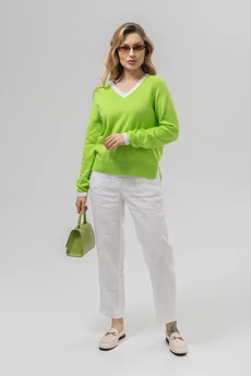 Джемпер РВ0157-ХЛ2 салатовый + белый Romgil