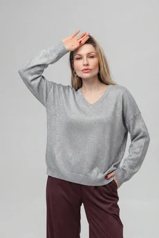 Джемпер РВ0344-ХМ5 серый шелк+серебро Romgil