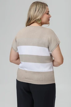 Джемпер РВ0516-ХМ4 бежевый+серебро Romgil