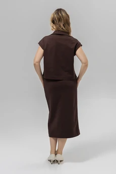 Костюм с юбкой РП0133-ХЛ4 шоколадный Romgil