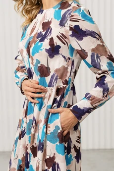 Платье РТ0131-ВИ2 молочный + шоколад + темно-розовый Romgil